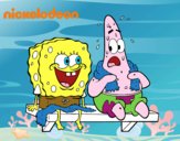 Bob Esponja y Patricio en bañador