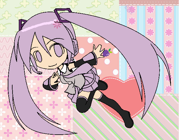 hatsune miku but with lilac hair