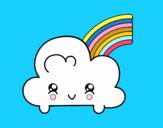 Nube con arco iris kawaii