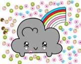 Nube con arco iris kawaii