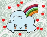 Nube con arco iris kawaii