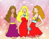 Barbie y sus amigas vestidas de fiesta