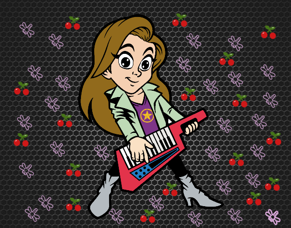 Chica tocando el keytar