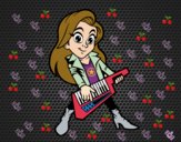 Chica tocando el keytar