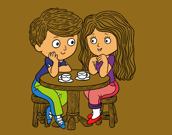 Niños tomando café