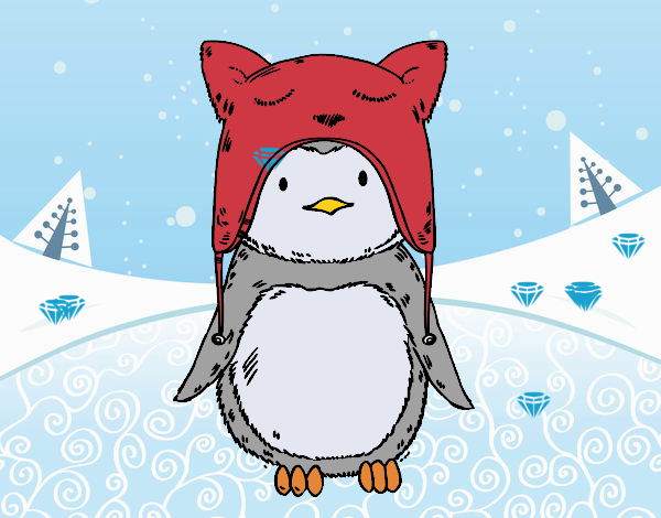 Pingüino con gorrito divertido