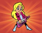 Chica tocando el keytar