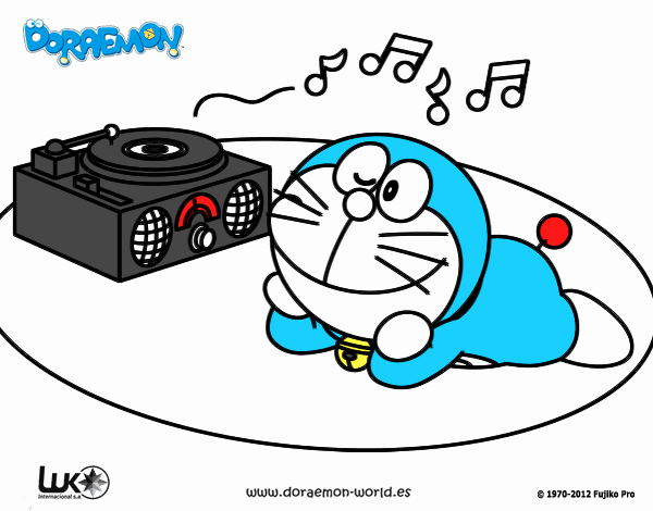 Doraemon escuchando música