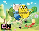 Finn y Jake abrazados