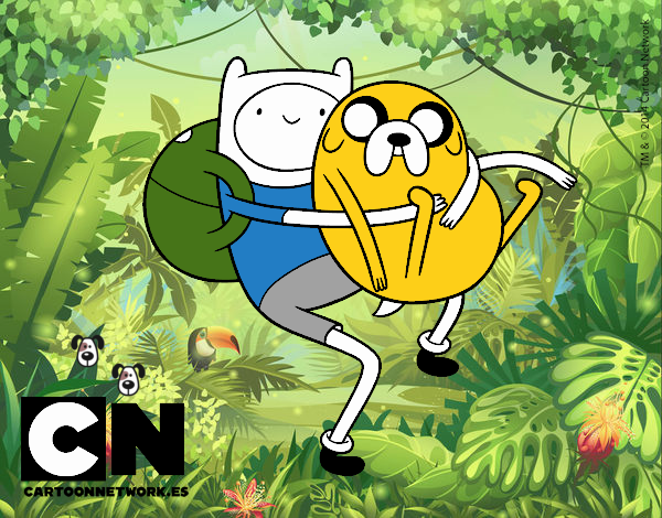 Finn y Jake abrazados