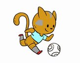 Gato jugando a fútbol