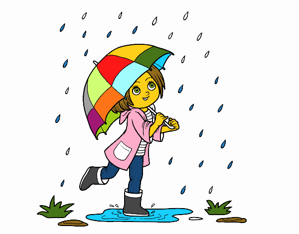 Dibujo de Niña con paraguas bajo lluvia pintado por en el día 07-03-22 a las 20:11:03. Imprime, pinta colorea tus propios dibujos!