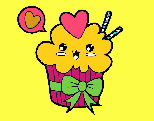 Cupcake kawaii con lazo