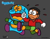 Doraemon y Nobita corriendo
