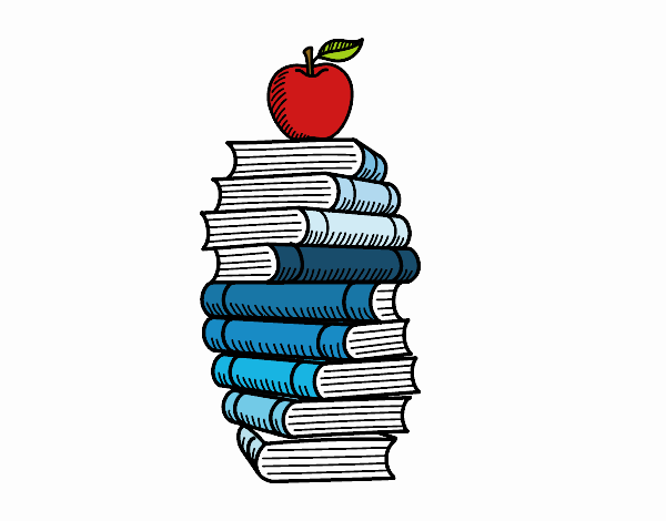 Libros y manzana