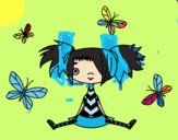 Niña con mariposas