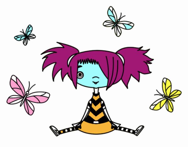 Niña con mariposas