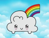 Nube con arco iris kawaii