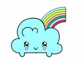 Nube con arco iris kawaii