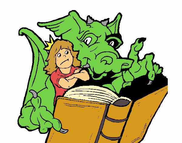 Dragón, chica y libro