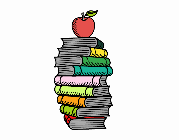 Libros y manzana