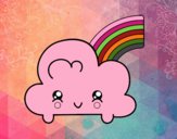 Nube con arco iris kawaii