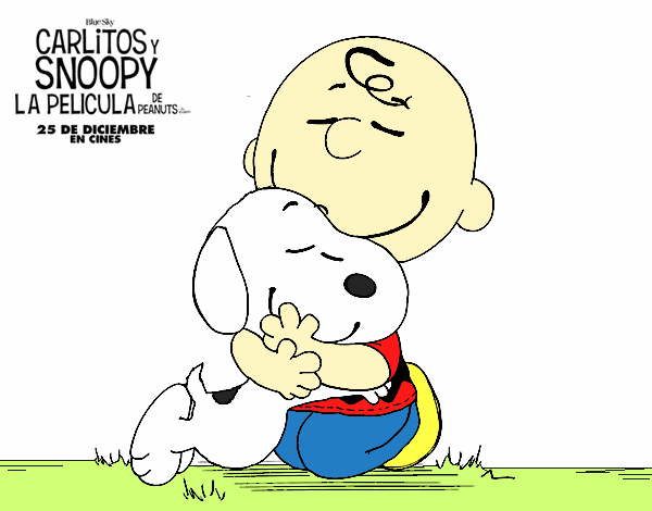 Snoopy y Carlitos abrazados