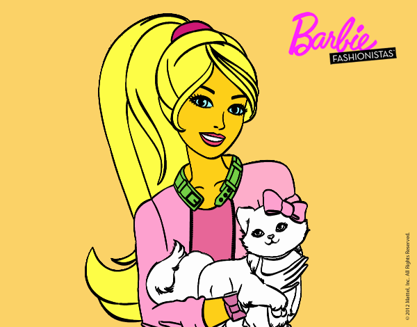Barbie con su gata  
