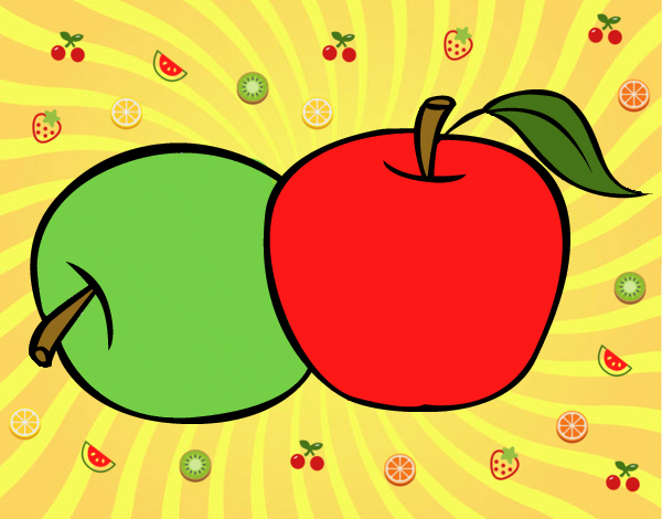 Dibujo de dos manzanas para pintar
