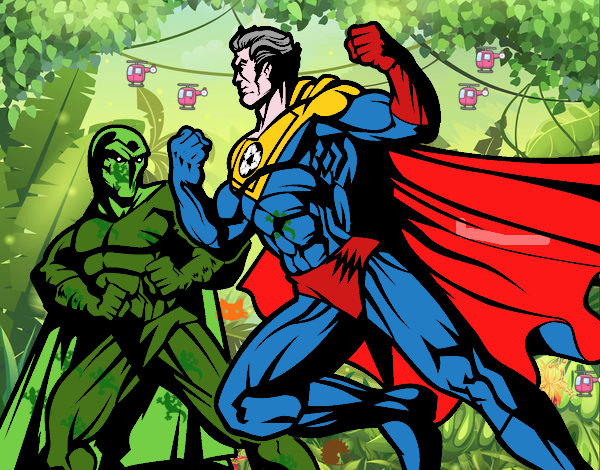 super man   vs  hombre plants