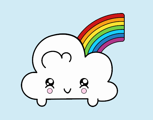 Nube con arco iris kawaii