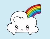 Nube con arco iris kawaii