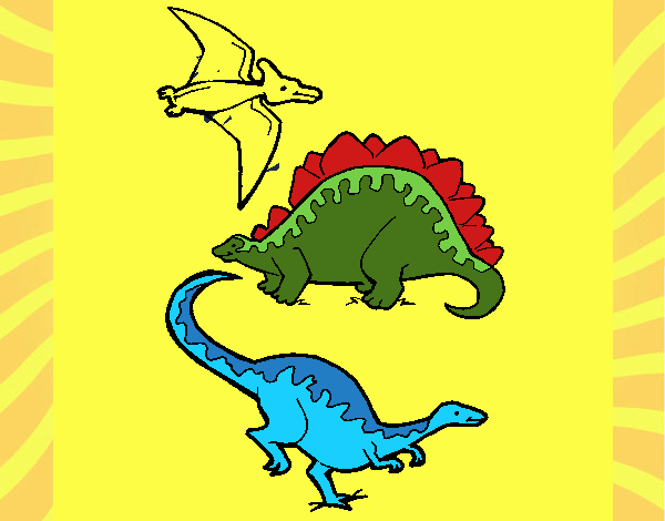 Dibujo de Tres clases de dinosaurios pintado por en  el día  01-04-22 a las 18:20:50. Imprime, pinta o colorea tus propios dibujos!