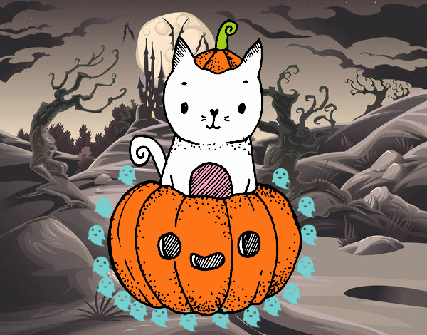 Un gatito de Halloween