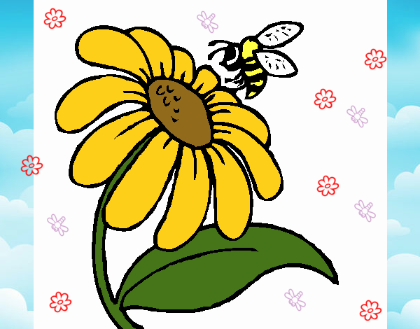 Dibujo de Margarita con abeja pintado por en  el día 04-04-22 a  las 19:53:11. Imprime, pinta o colorea tus propios dibujos!