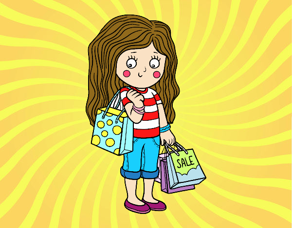 Niña con compras de verano