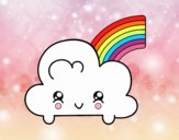 Nube con arco iris kawaii