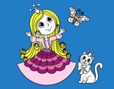 Princesa con gato y mariposa