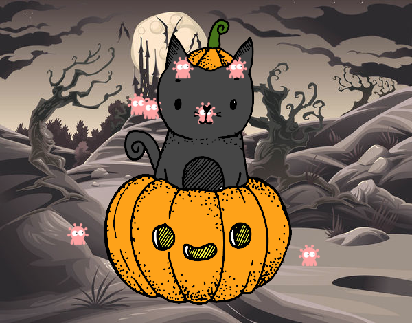 Un gatito de Halloween