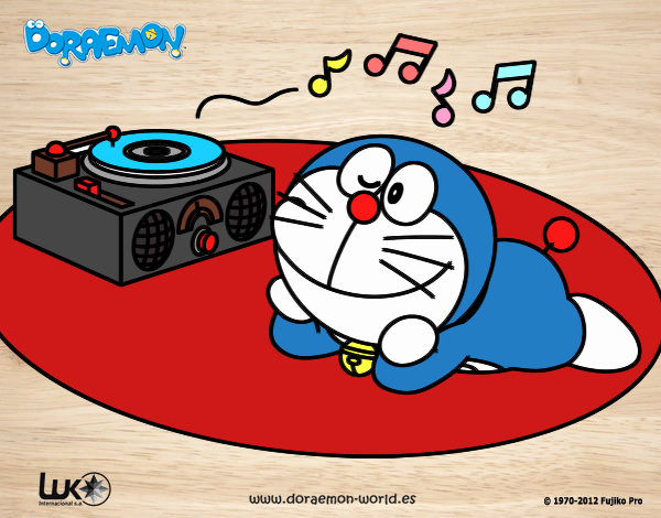 Doraemon escuchando música