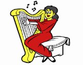 Mujer tocando la arpa