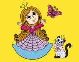 Princesa con gato y mariposa