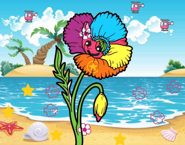 Flor kawai paseando en la 😎 playa 🏖 playa 🏝!!!