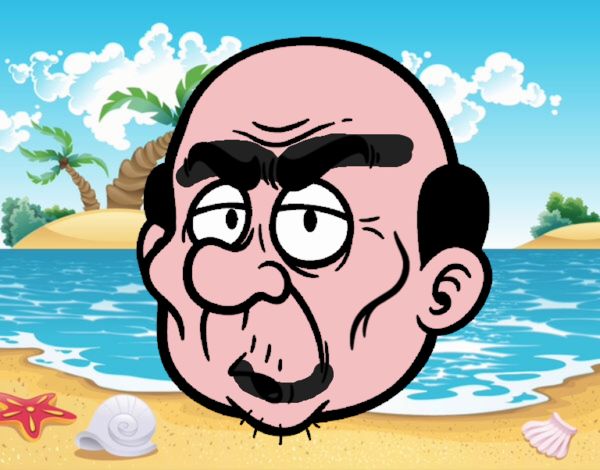 Cara de hombre 👨🏻 viejo feliz en la playa.
