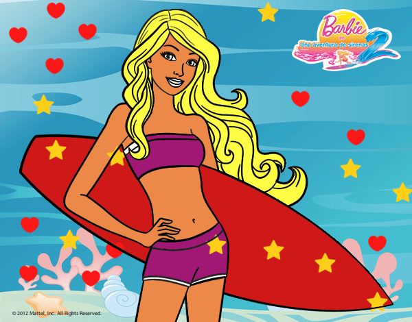 Barbie con tabla de surf