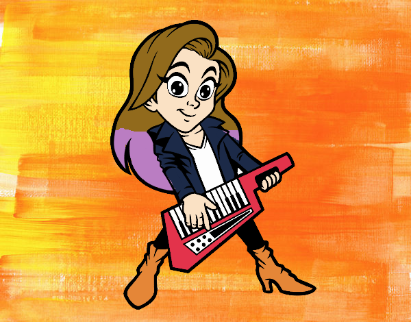 Chica tocando el keytar