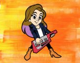 Chica tocando el keytar