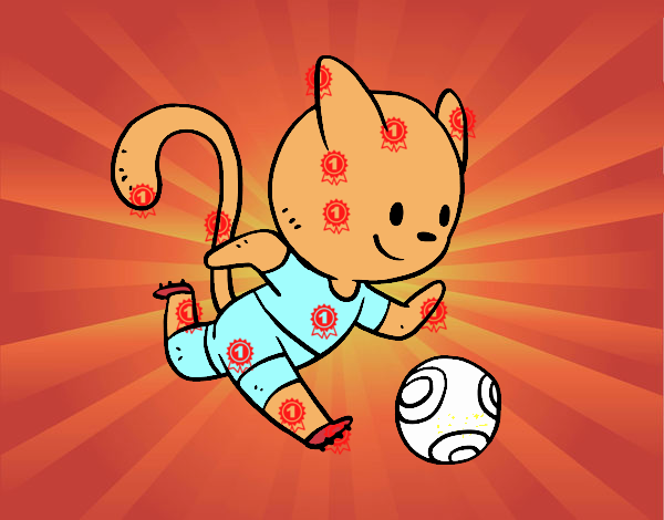 Gato jugando a fútbol