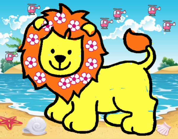 ♌️ 🦁 león estilo primaveral paseando por la playa.  