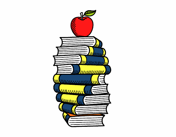 Libros y manzana